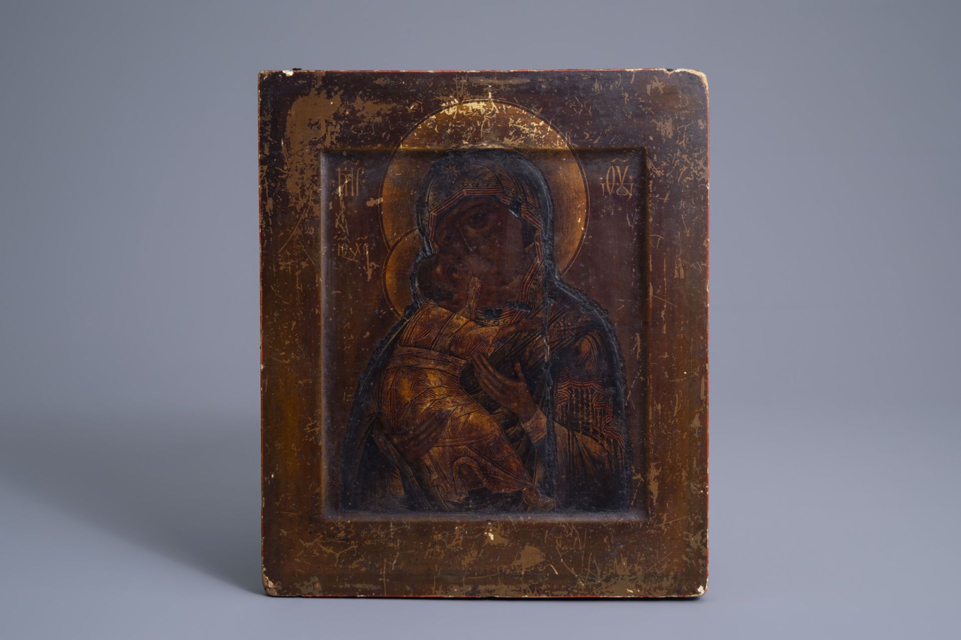 A Russian 'Mother of God' icon, 19th/20th C. - Image 2 of 3