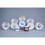 A varied collection of Chinese famille rose, blue, white and Imari style porcelain, 18th C. and late
