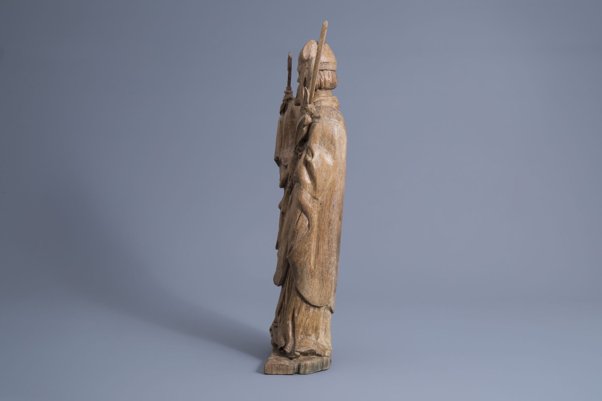 A carved wooden figure of Saint Lambert, Southern Netherlands, Flanders, 16th C. - Image 5 of 8