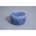 A Chinese light blue ground box and cover with dragons, 19th/20th C.