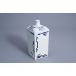 A Japanese blue and white Arita square bottle, Edo