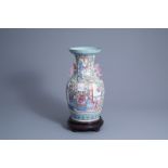 A Chinese Canton famille rose vase, 19th C.