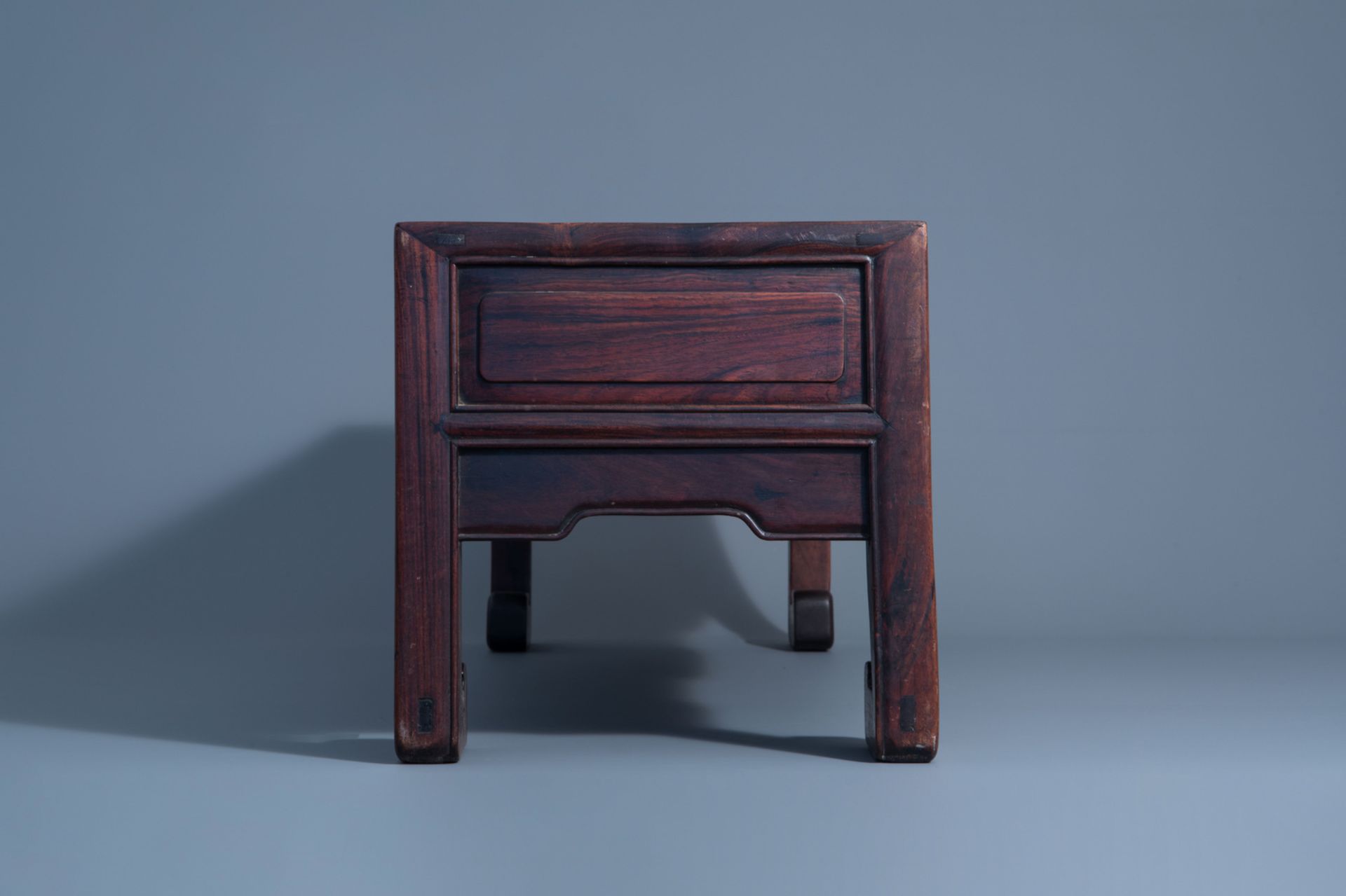 Two Chinese rectangular carved wooden tables, 19th/20th C. - Image 11 of 13