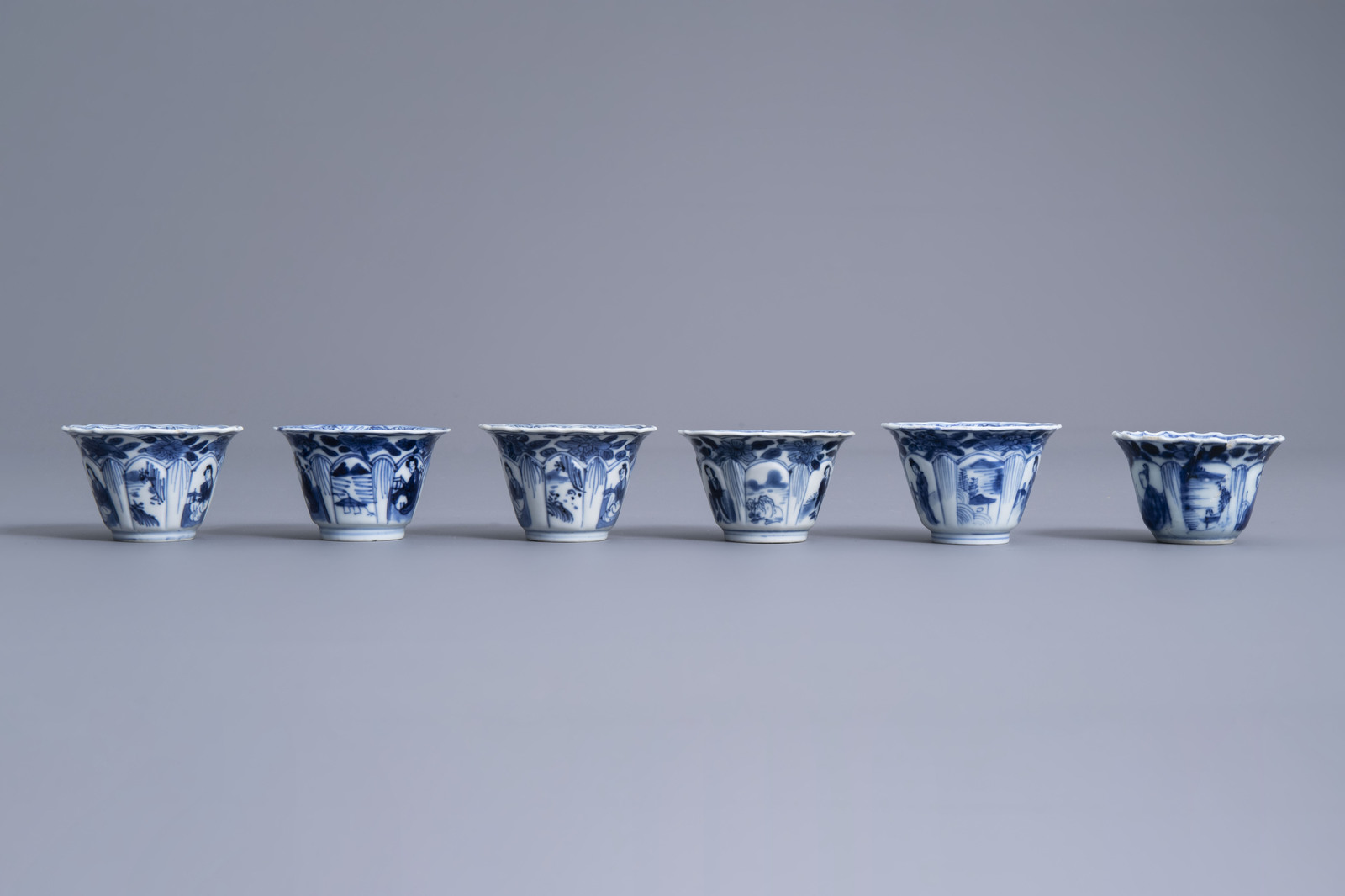 Nine Chinese blue and white cups and fourteen saucers, Kangxi - Image 8 of 16