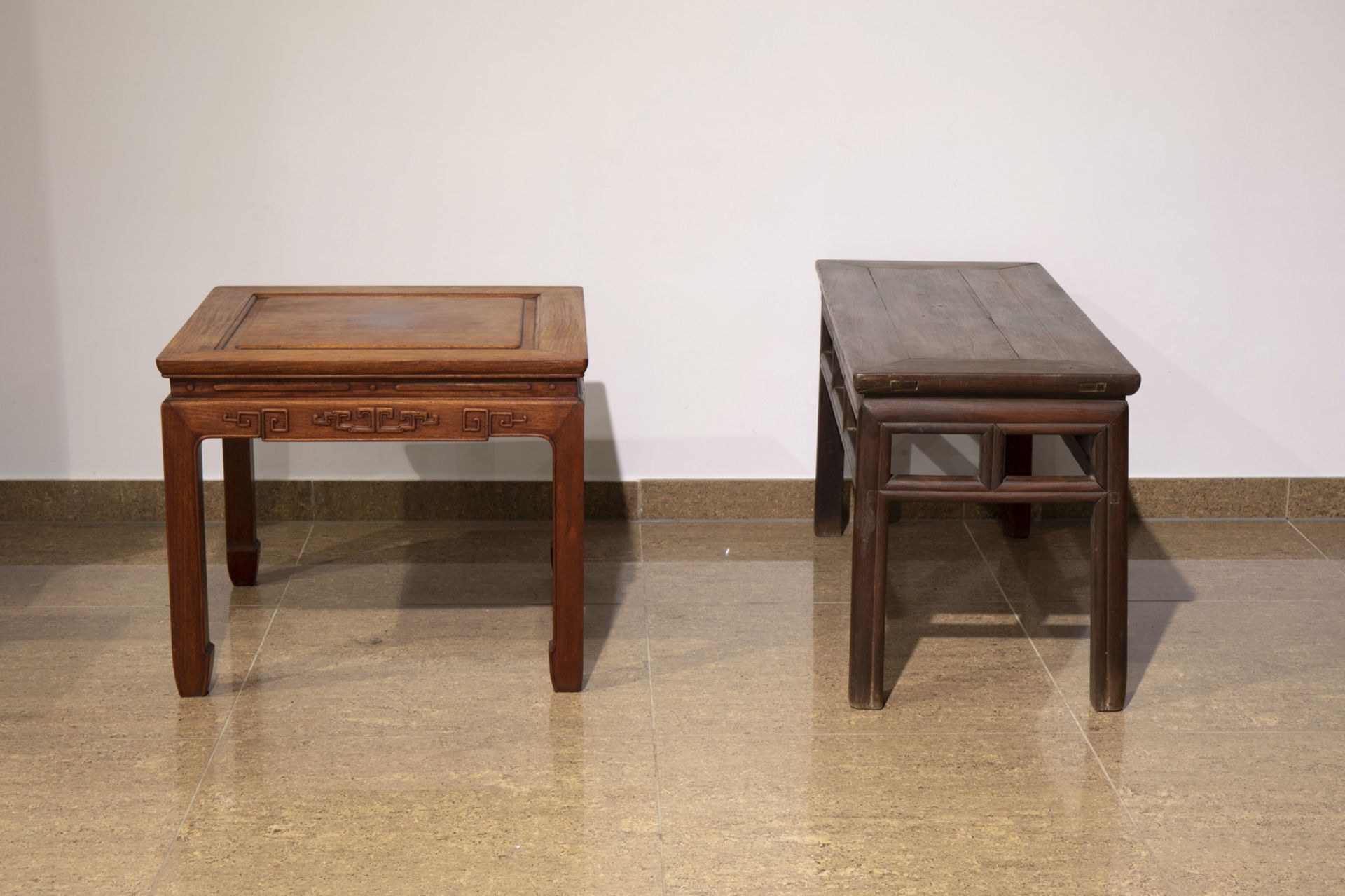 Two Chinese wooden side tables, 19th/20th C. - Image 3 of 7