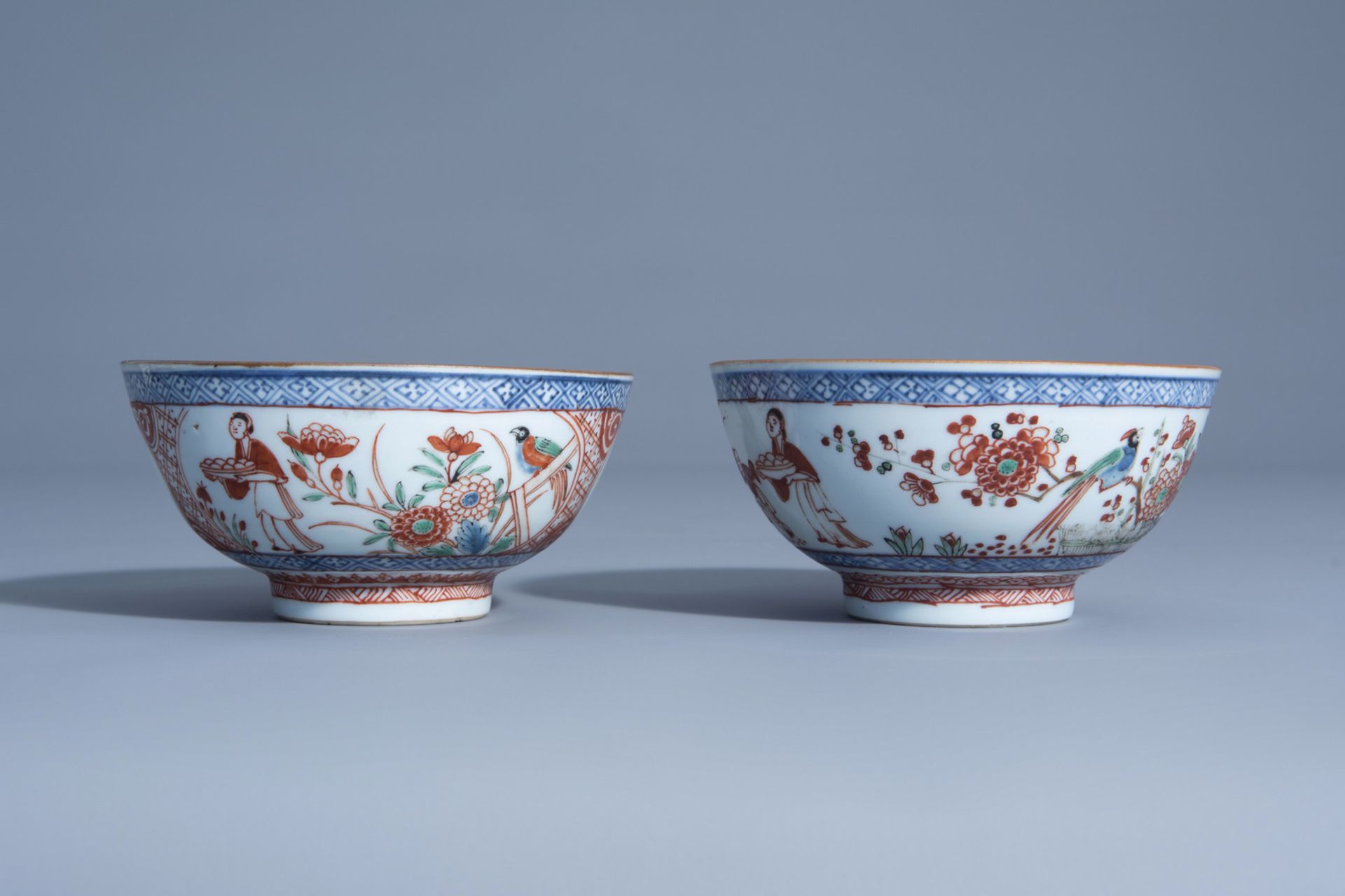 Two Dutch-decorated 'Amsterdams bont' blue and white Chinese bowls, Kangxi - Image 4 of 7