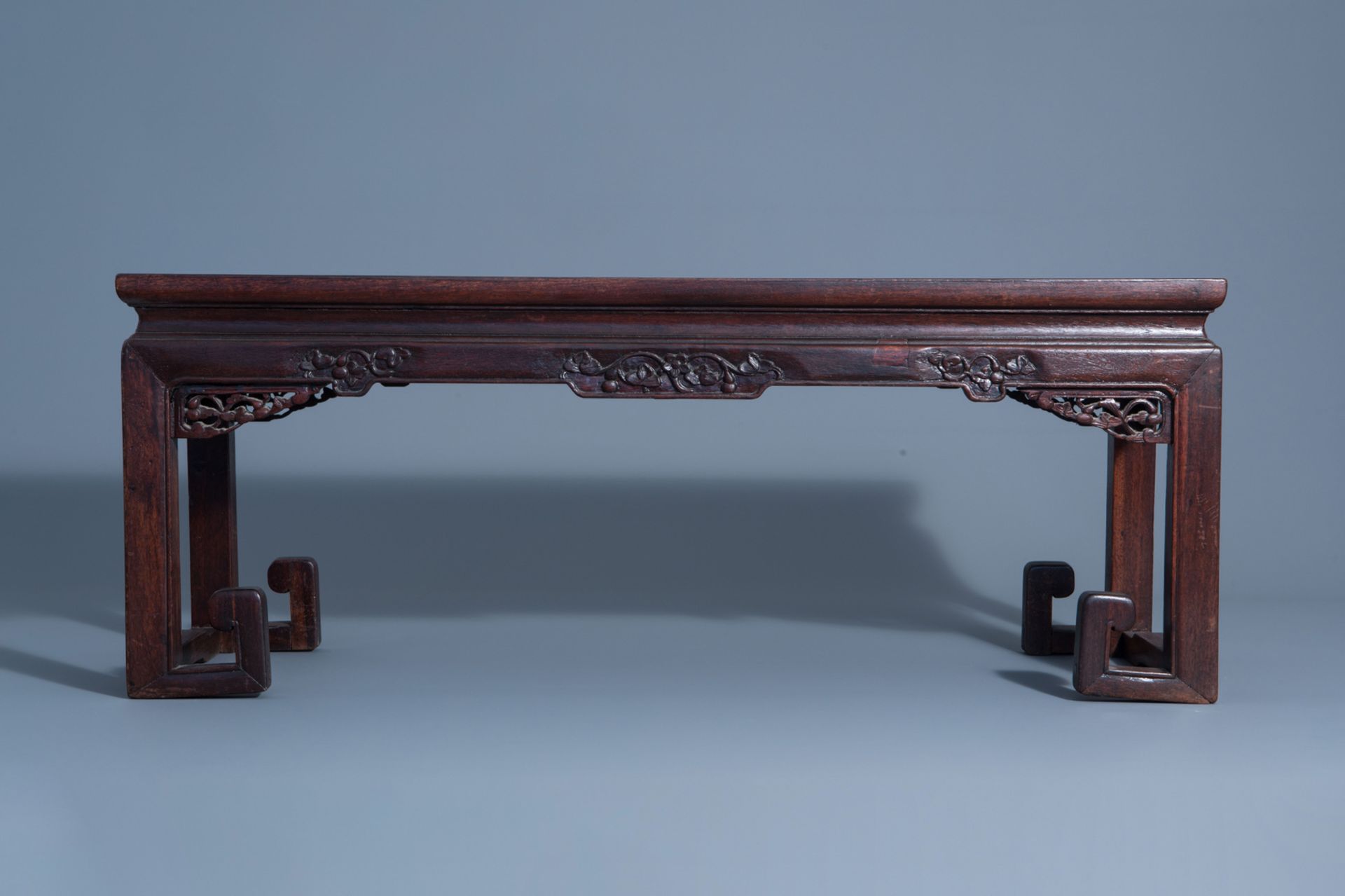 Two Chinese rectangular carved wooden tables, 19th/20th C. - Image 2 of 13