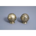 Two French Baroque sphere shaped hand warmers, ca. 1700