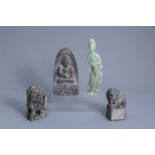 Four various Chinese jade and schist sculptures, Ming or later