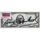 Andy Warhol (1928-1987): An autographed two-dollar bill depicting Thomas Jefferson, dated 1976