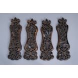 Four large Chinese reticulated carved wood ornaments, 19th C.