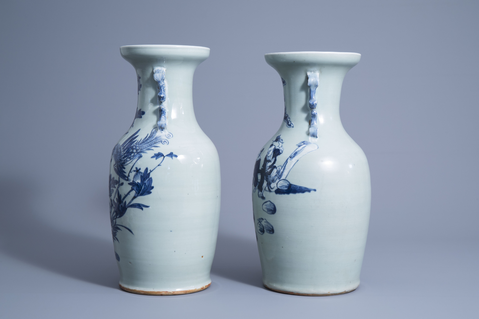 Two Chinese blue and white on celadon ground vases, 19th C. - Image 4 of 7