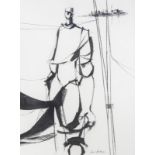 Ben Hofs (20th C.): Untitled, charcoal on paper, dated (19)73