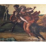 Prosper Colmant (1867-1943): The abduction of Deianira by the centaur Nessus, oil on canvas maroufla