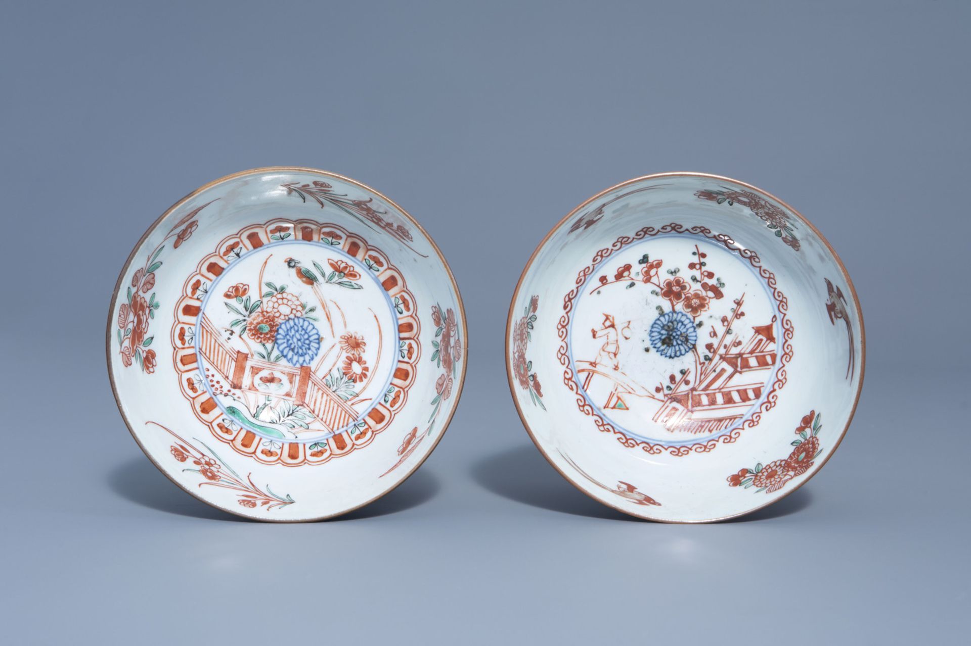 Two Dutch-decorated 'Amsterdams bont' blue and white Chinese bowls, Kangxi - Image 6 of 7