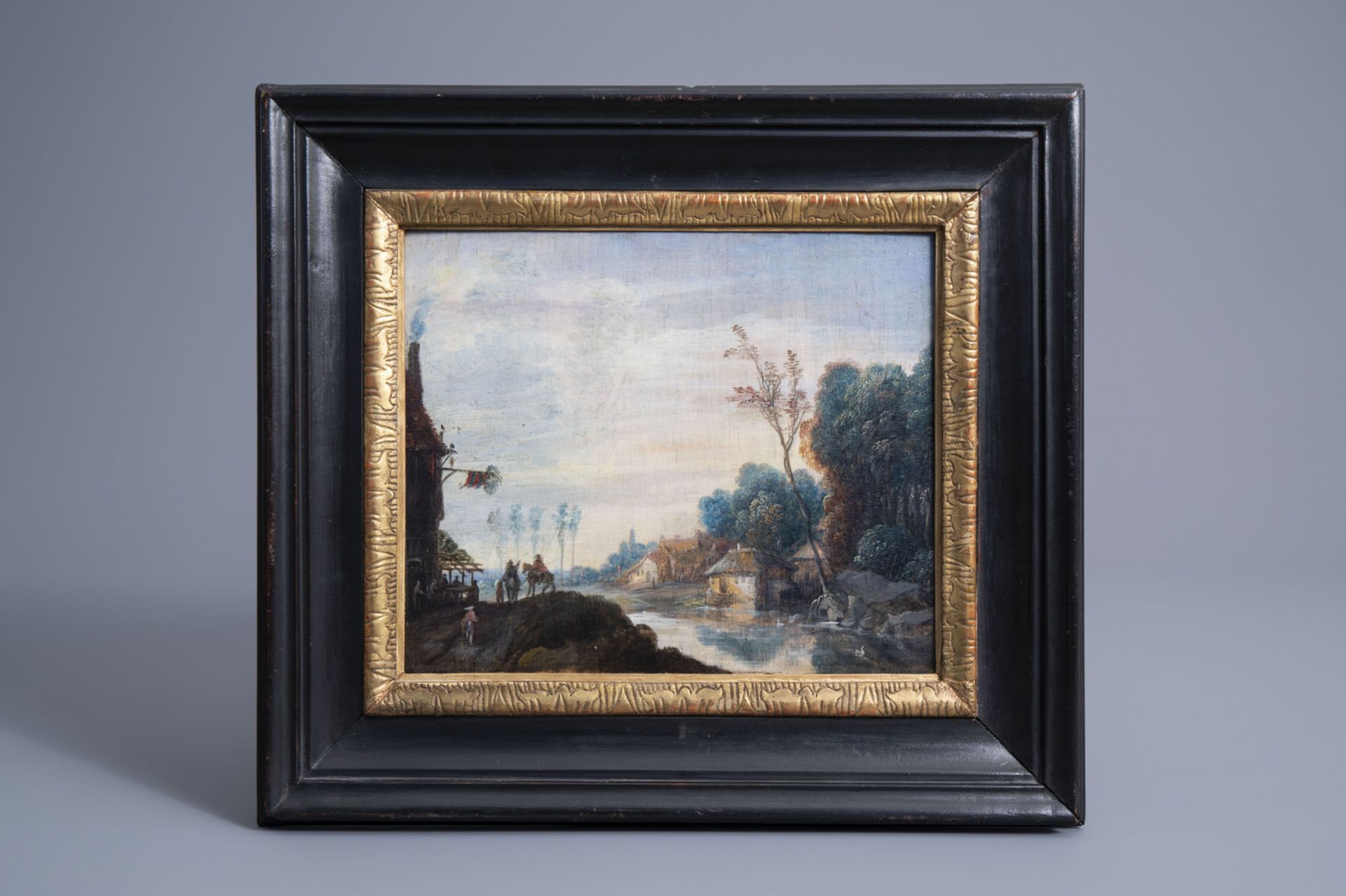 Flemish school: Animated river landscape, oil on panel, first half of the 17th C. - Image 2 of 6