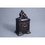 A German gilt and patinated bronze Lenzkirch Egyptian revival mantel clock, second half of the 19th