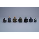 Seven Chinese agate snuff bottles, 19th/20th C.