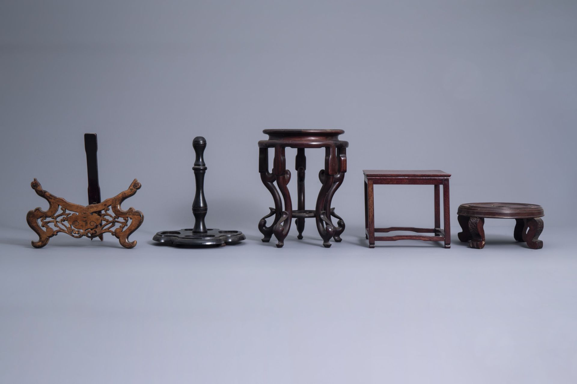 A collection of Chinese wooden stands, 19th/20th C. - Image 2 of 23
