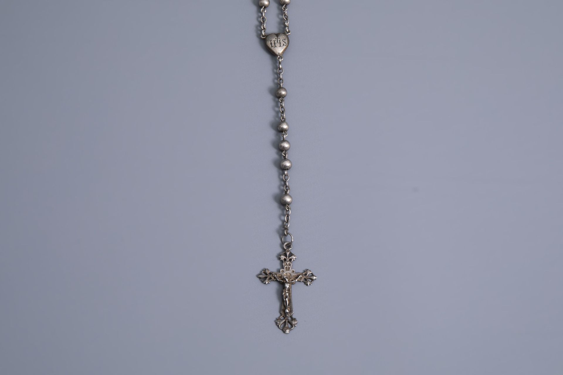 A varied collection of partly silver religious necklaces and crosses, various origins, 19th/20th C. - Image 11 of 12