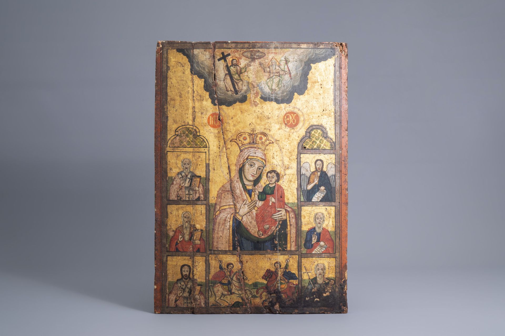 A large Greek Hodegetria icon, 'Mother of God', 18th/19th C. - Image 2 of 3