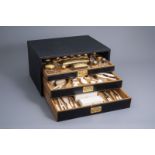 A comprehensive Victorian dressing case or dressing box, maker's mark Thomas Wimbush, London, dated
