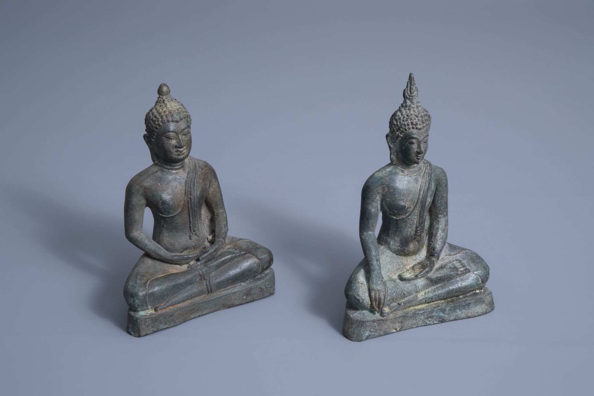 Two patinated bronze figures of Buddha, Laos or Cambodia, ca. 1900 - Image 7 of 7