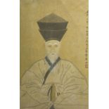 Chinese school, ink and colour on paper, 19th C.: Portrait of a scholar