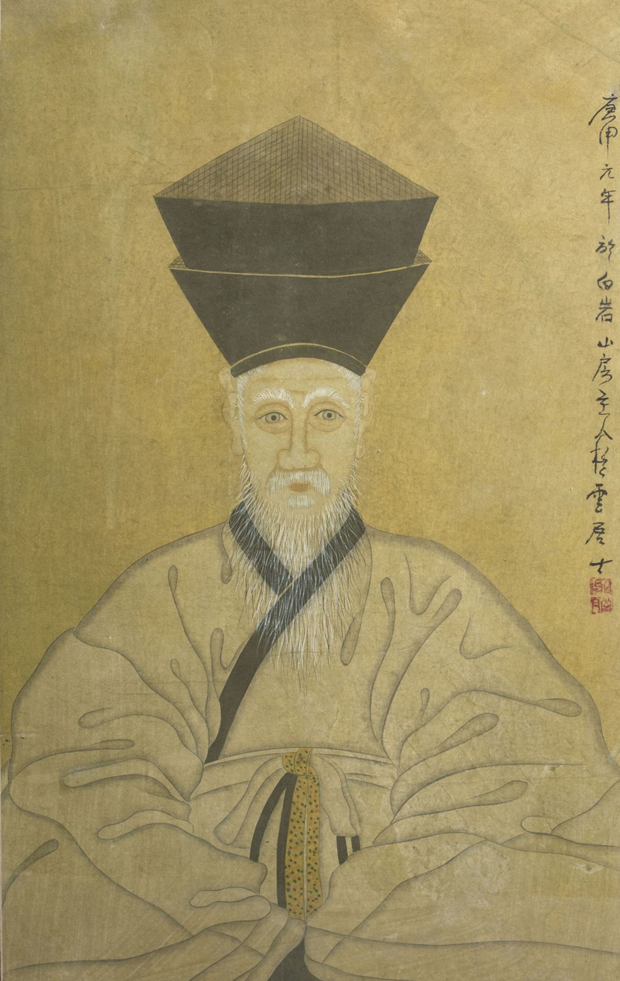 Chinese school, ink and colour on paper, 19th C.: Portrait of a scholar