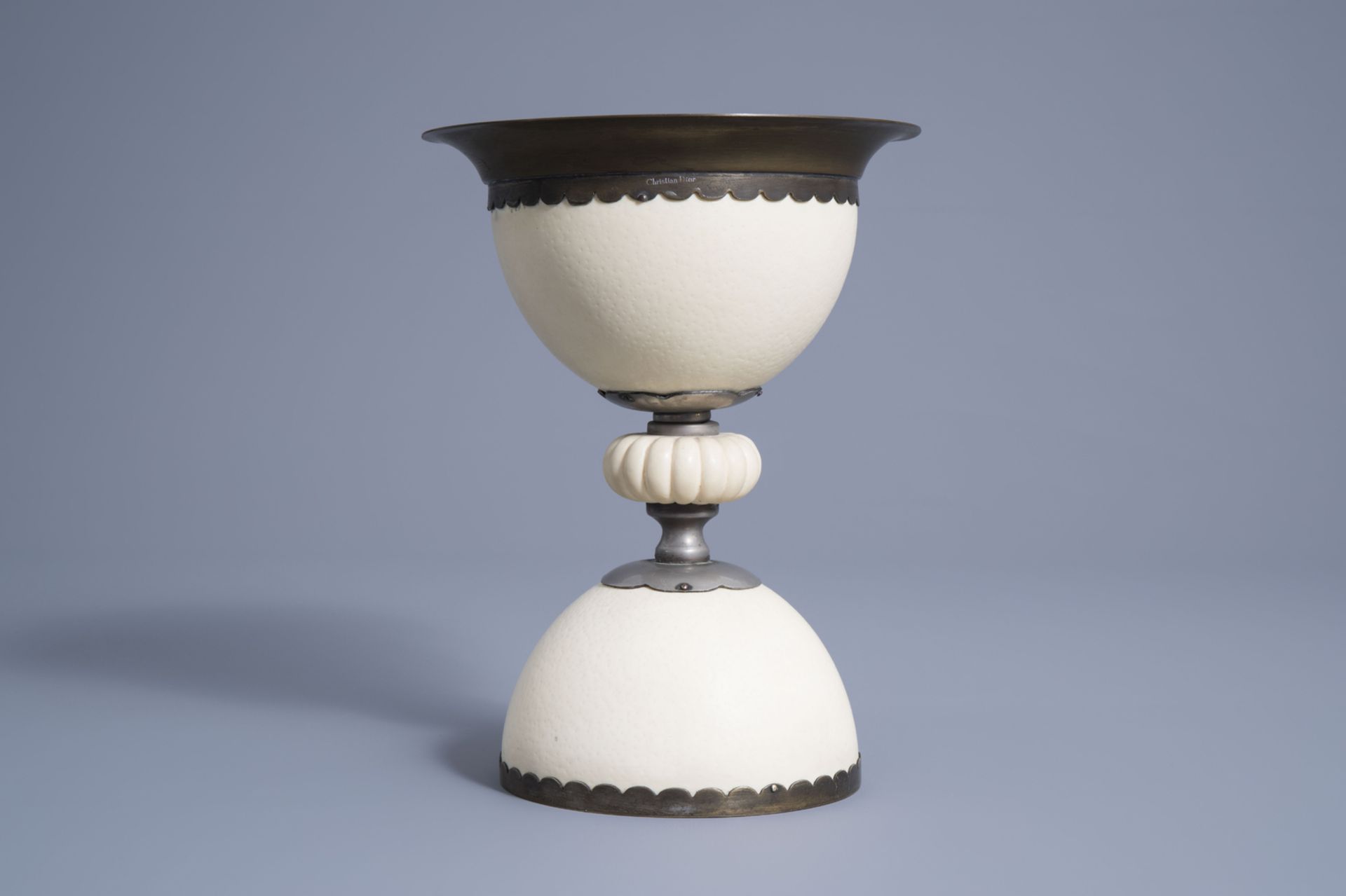 A French Christian Dior brass mounted ostrich egg beaker, 1970's - Image 2 of 9