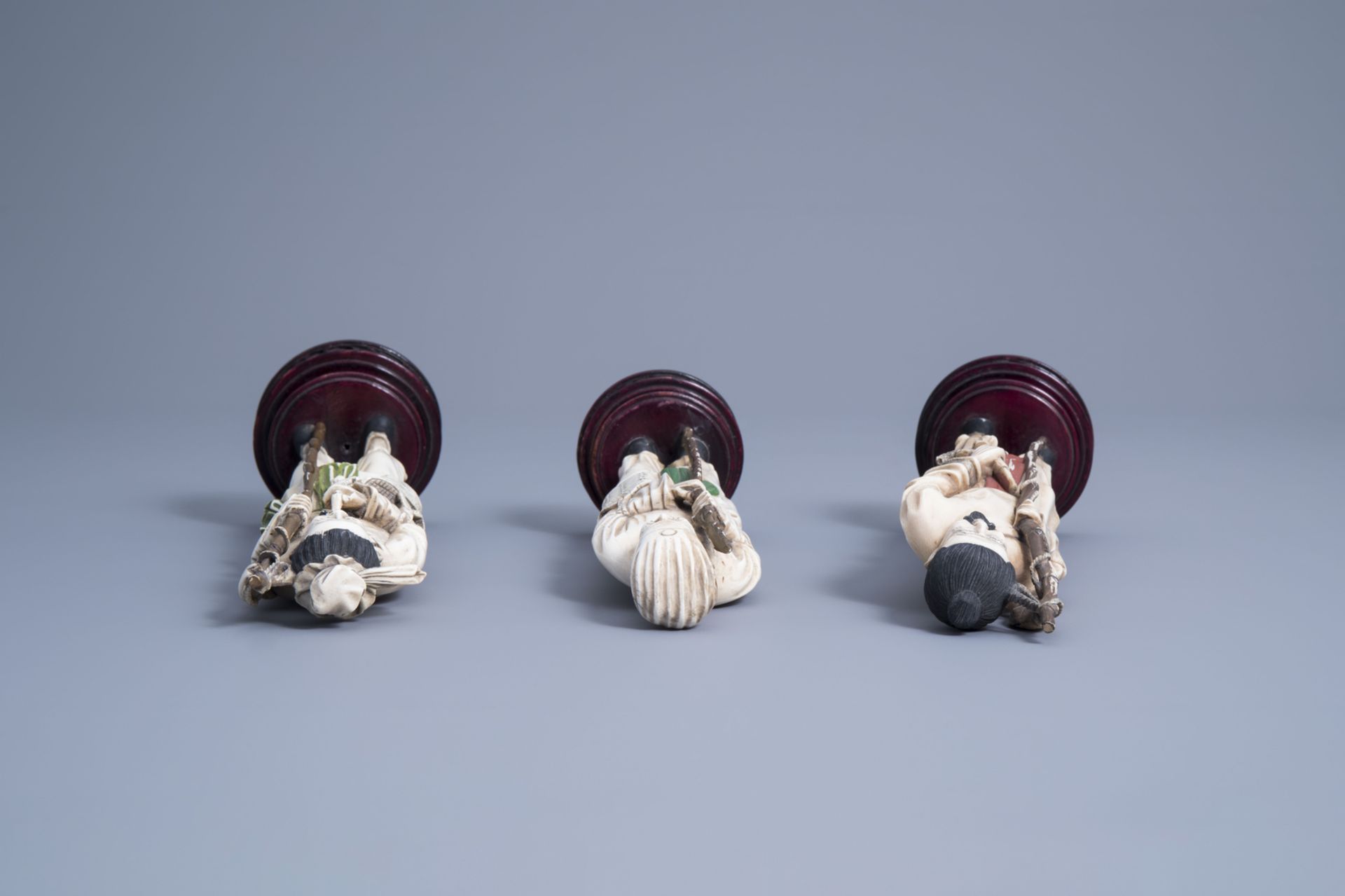 Three Chinese carved ivory figures of fishermen, 19th/20th C. - Image 6 of 7