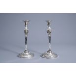 A pair of elegant silver candlesticks, Lige, maker's mark M.B. (?), 833/000, ca. 1815-1820