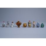 Nine Chinese inside-painted glass snuff bottles, 20th C.