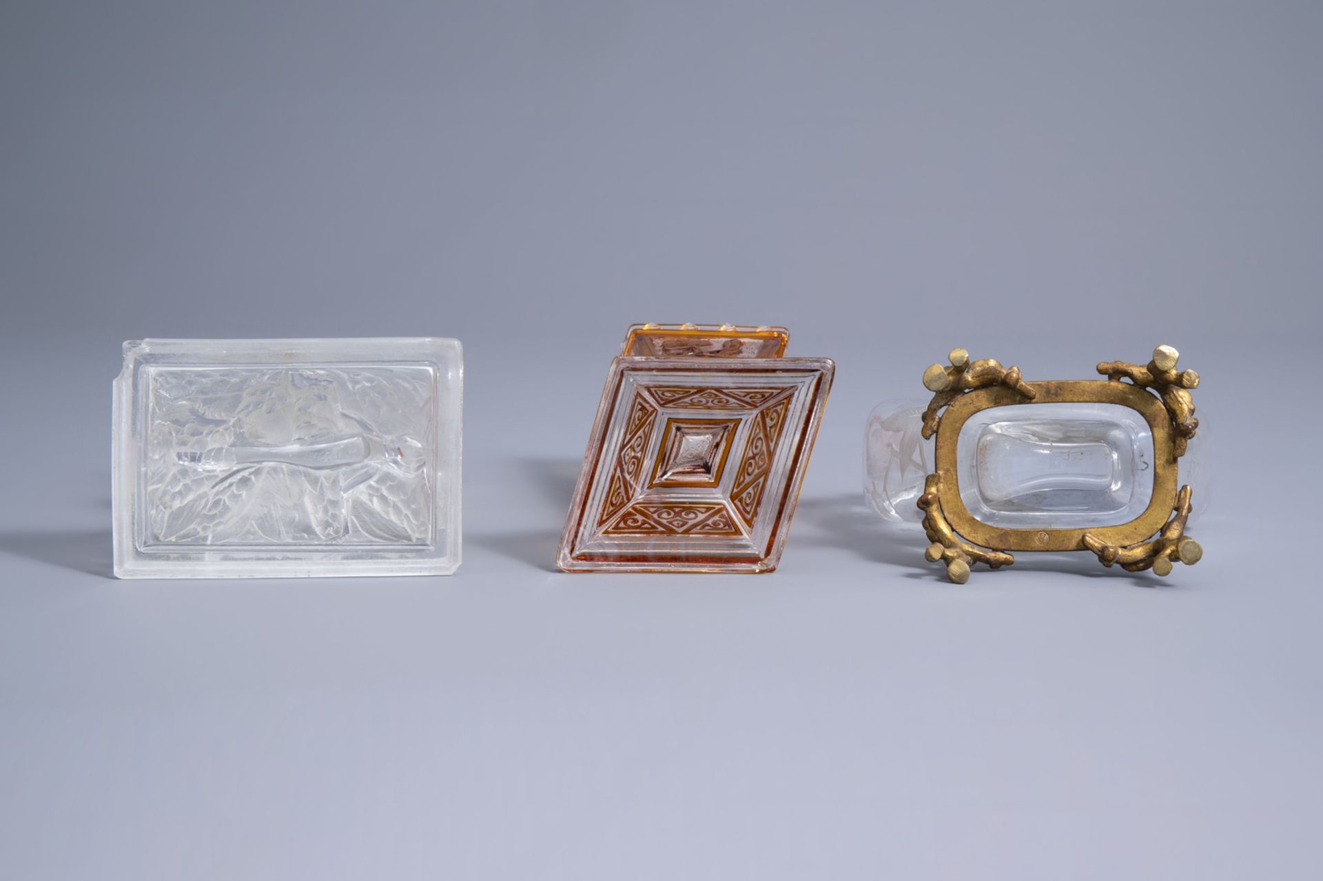 Three various French Baccarat glass vases with floral design, late 19th C. - Image 7 of 9