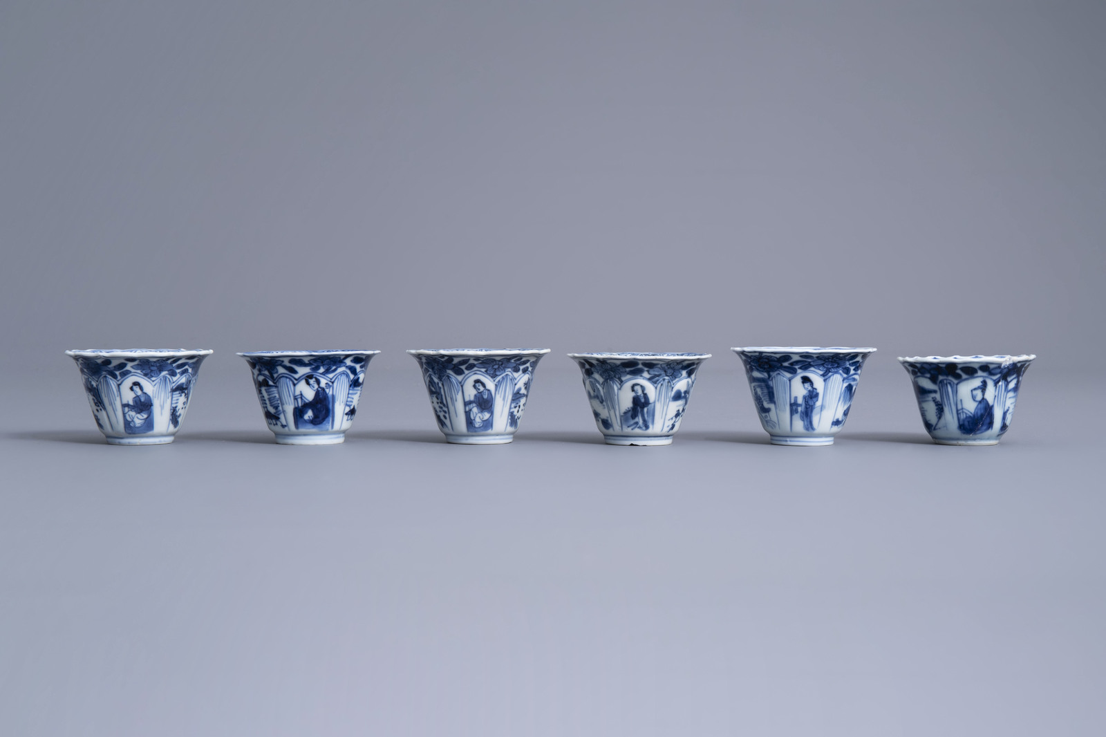 Nine Chinese blue and white cups and fourteen saucers, Kangxi - Image 6 of 16