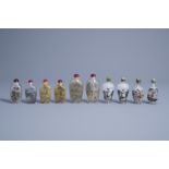 Ten Chinese inside-painted glass snuff bottles, 20th C.