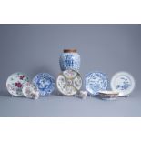 A varied collection of Chinese blue, white and famille rose porcelain, 18th C. and later
