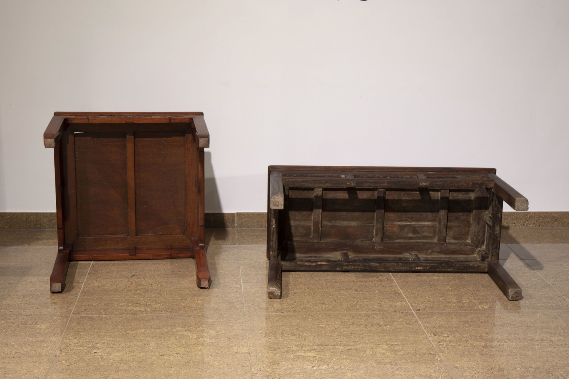 Two Chinese wooden side tables, 19th/20th C. - Image 7 of 7