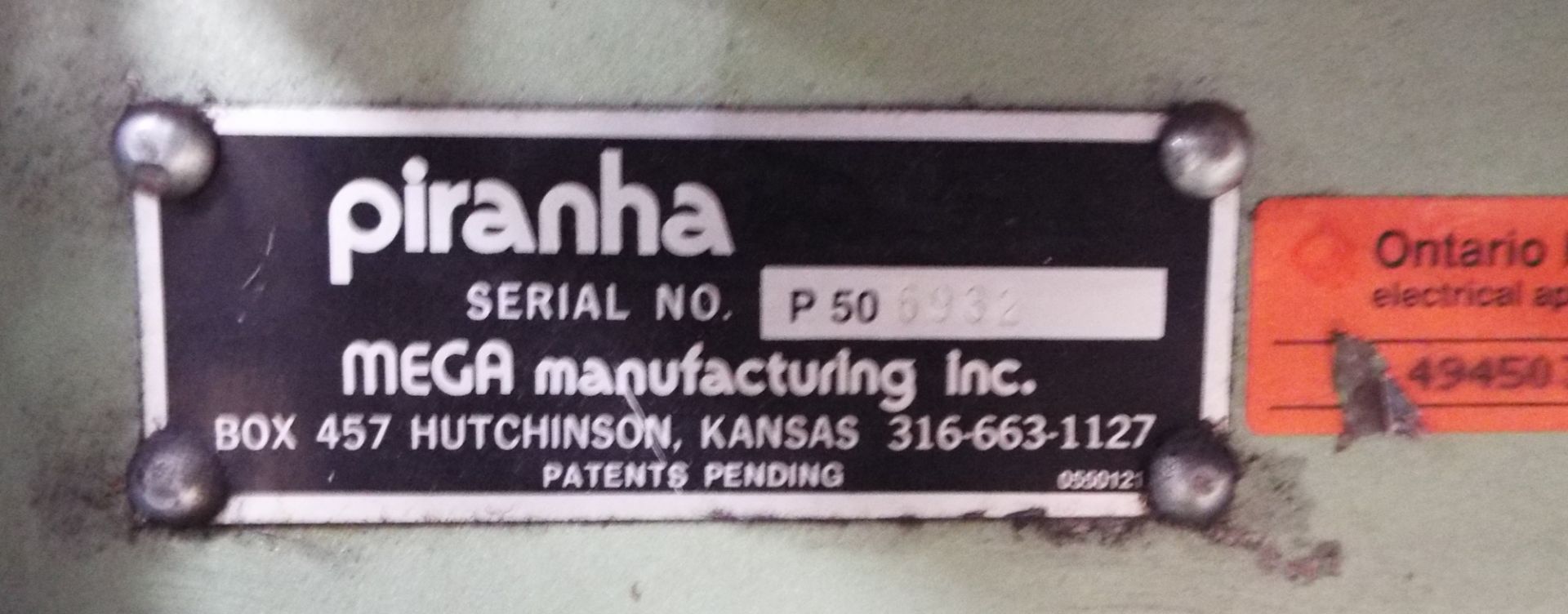 PIRANHA P50 HYDRAULIC IRON WORKER WITH 50 TON CAPACITY, 5" THROAT, 3.375" STROKE, 3 HP, PUNCH: 1-1/ - Image 6 of 6