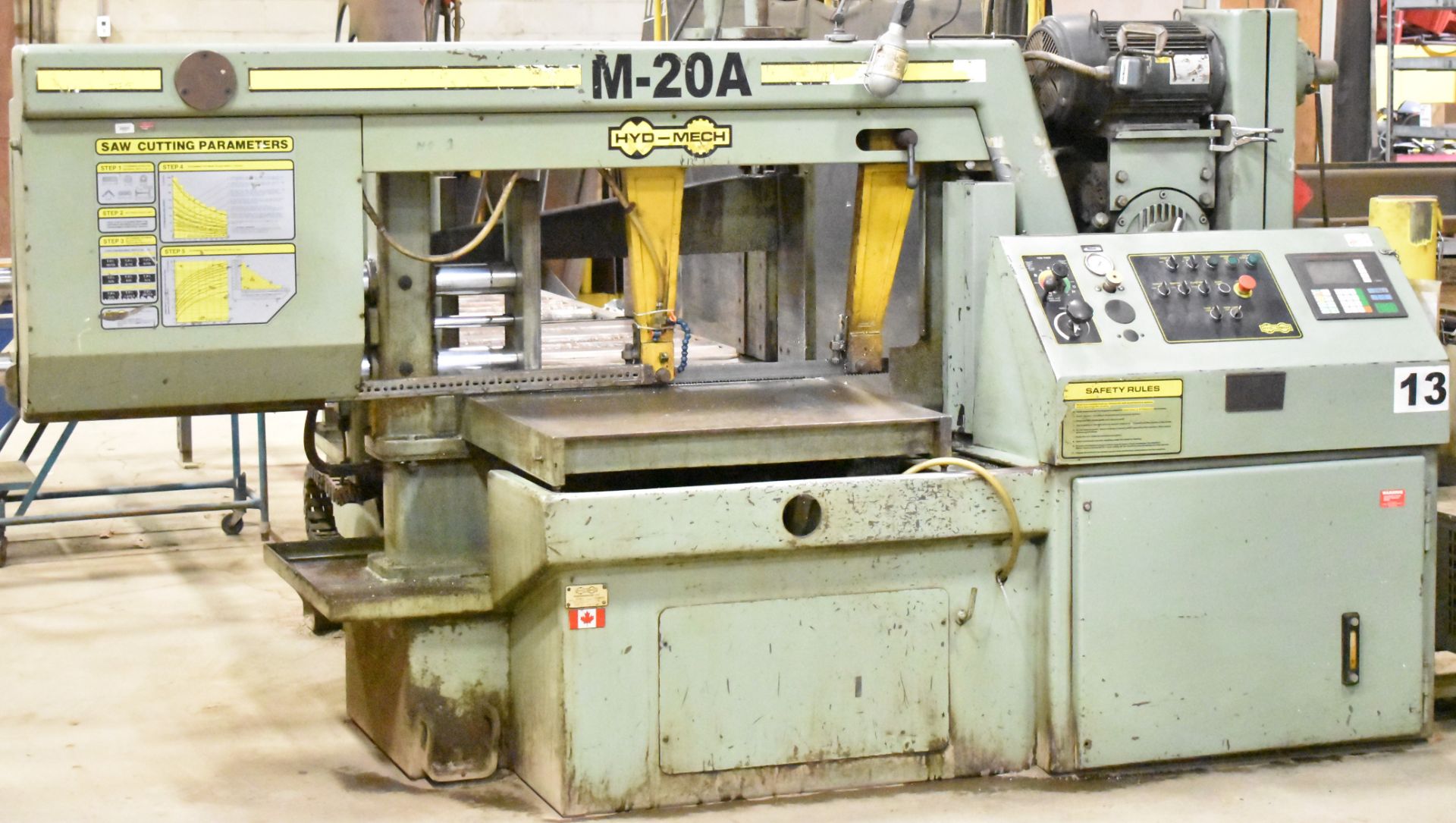 HYD-MECH (1998) M-20A AUTOMATIC HORIZONTAL BAND SAW WITH PLC CONTROL, 30"X20" CAPACITY, 10 HP,