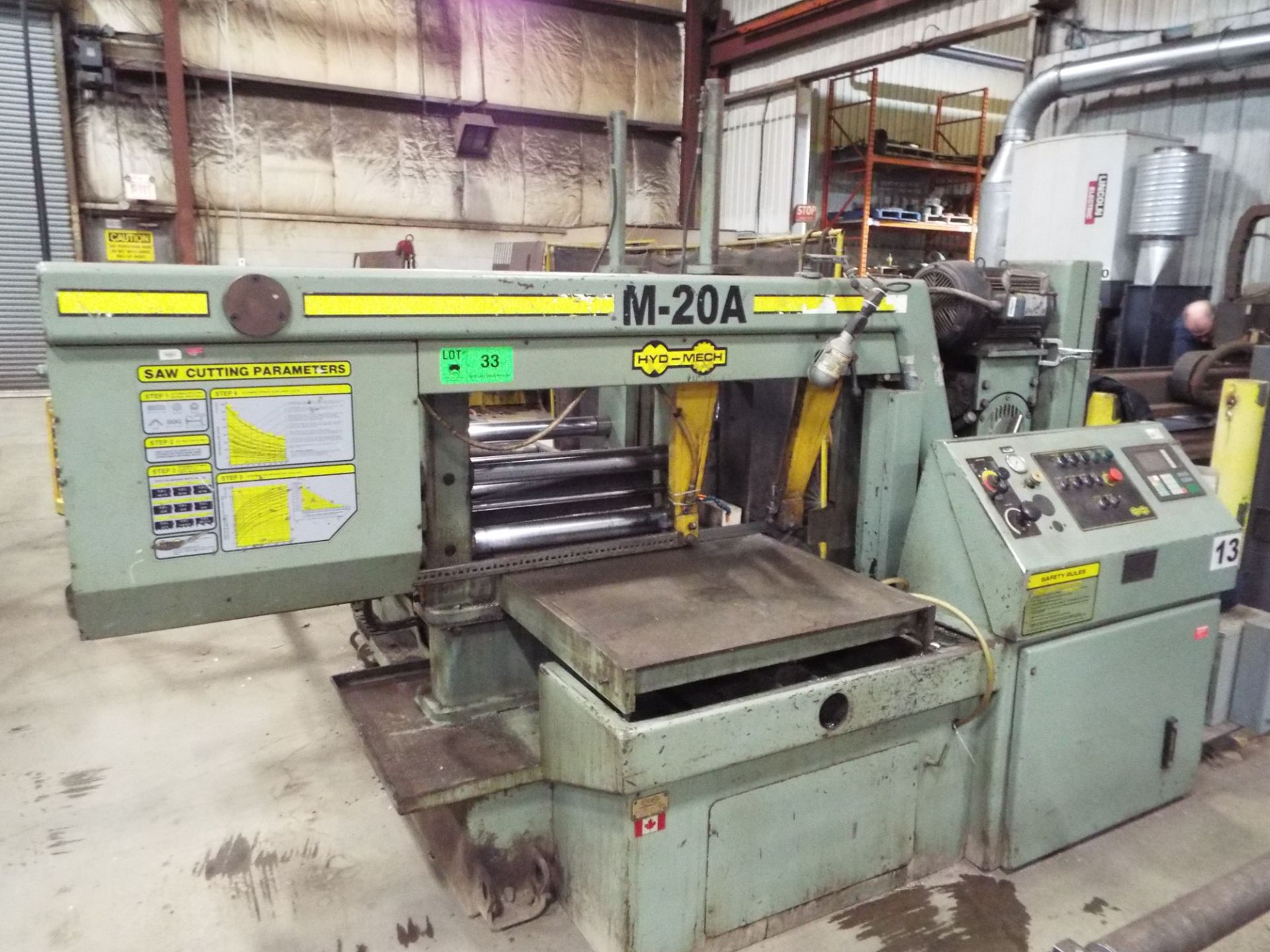 HYD-MECH (1998) M-20A AUTOMATIC HORIZONTAL BAND SAW WITH PLC CONTROL, 30"X20" CAPACITY, 10 HP, - Image 2 of 7