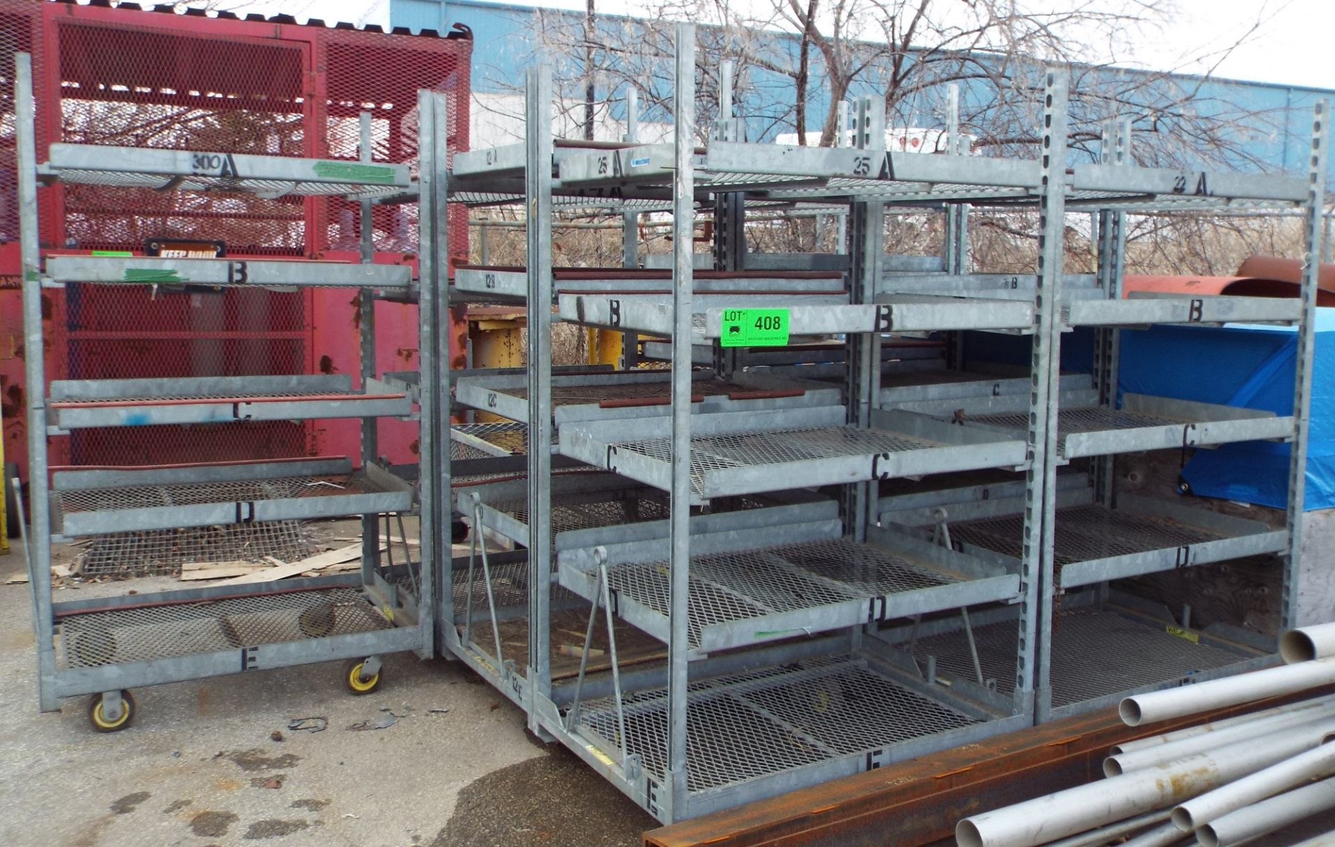 LOT/ 5 TIER ROLLING STEEL RACKS