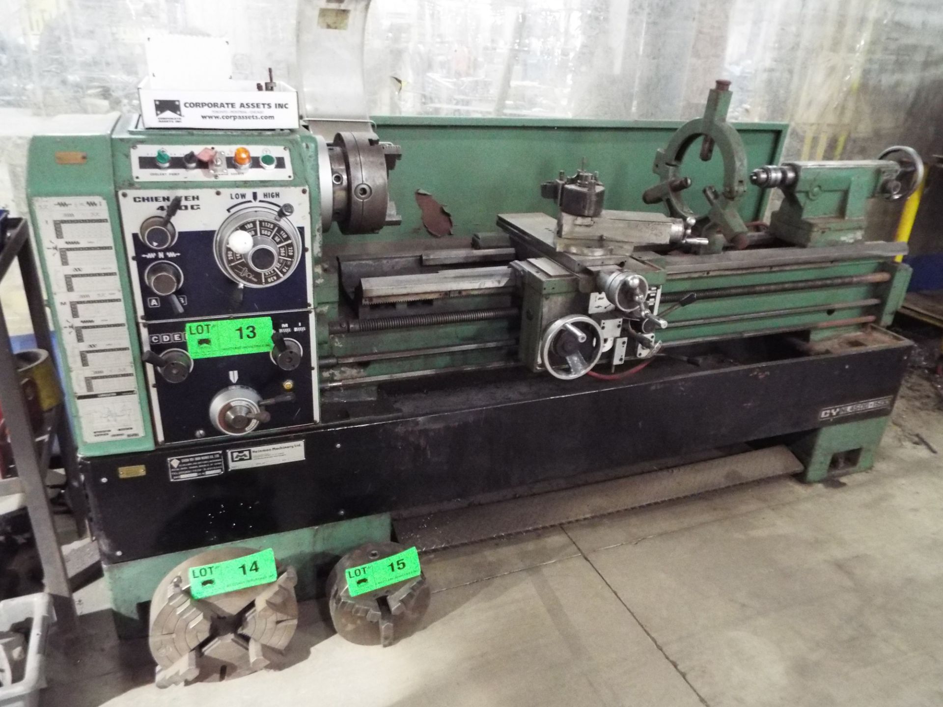CHIEN YEH 450G GAP BED ENGINE LATHE WITH 18" SWING OVER BED, 58" BETWEEN CENTERS, SPEEDS TO 1800 - Image 2 of 6