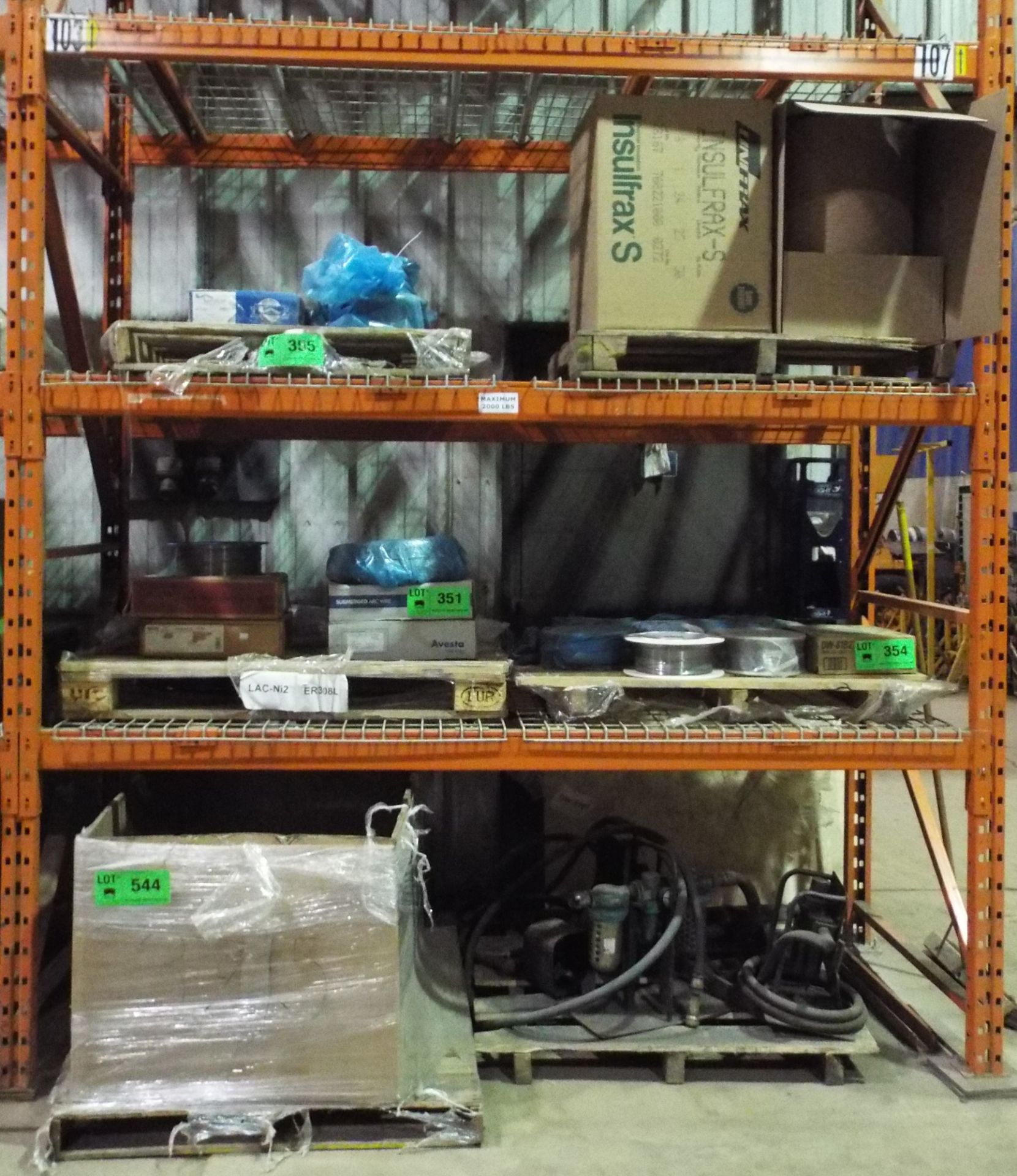 LOT/ REMAINING CONTENTS OF RACK INCLUDING THERMAL INSULATION, PNEUMATIC HOSE, AND PUMPS