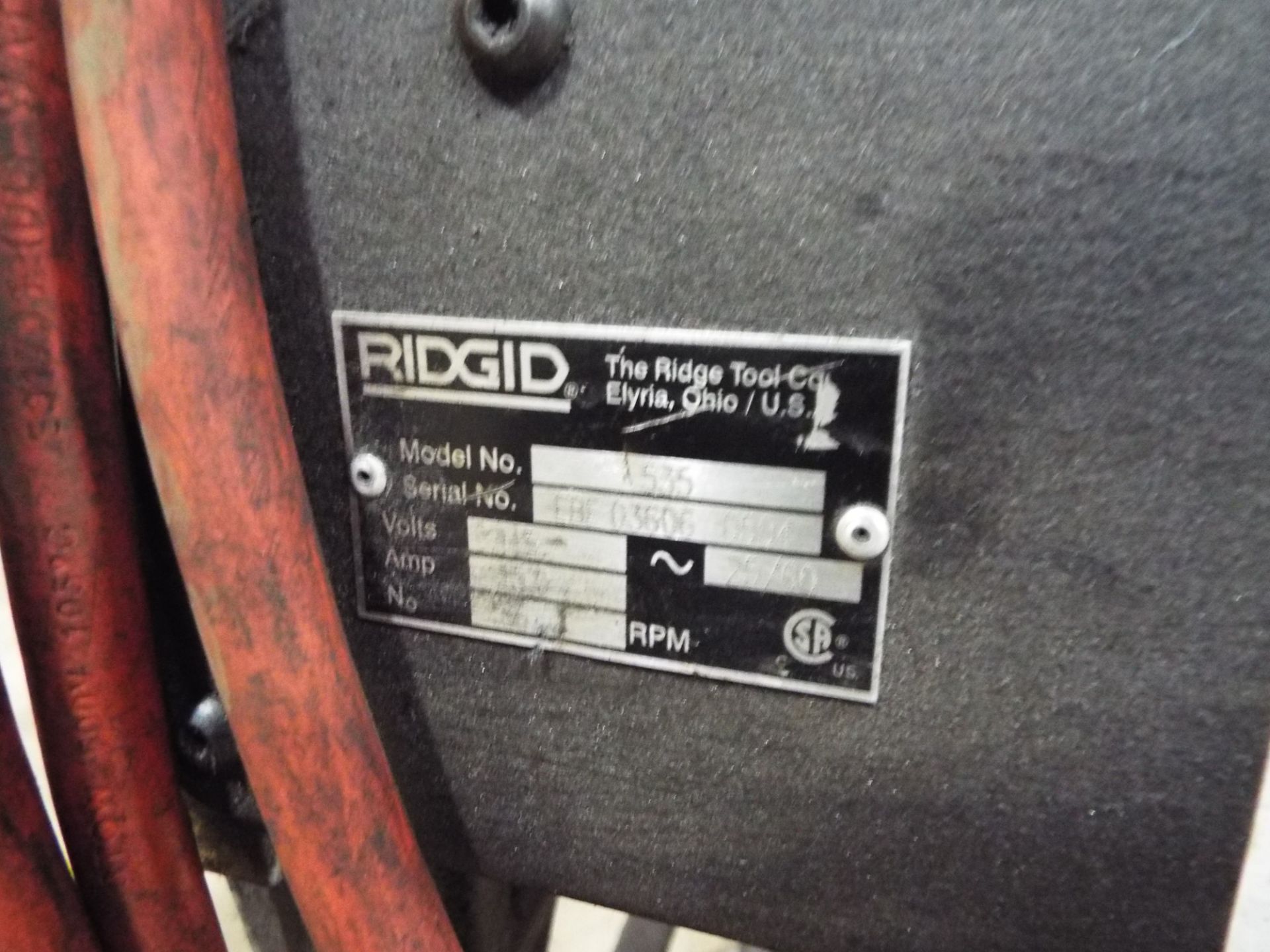 RIDGID 535 SERIES PIPE THREADING MACHINE, S/N: EBE 03606 0504 - Image 3 of 3