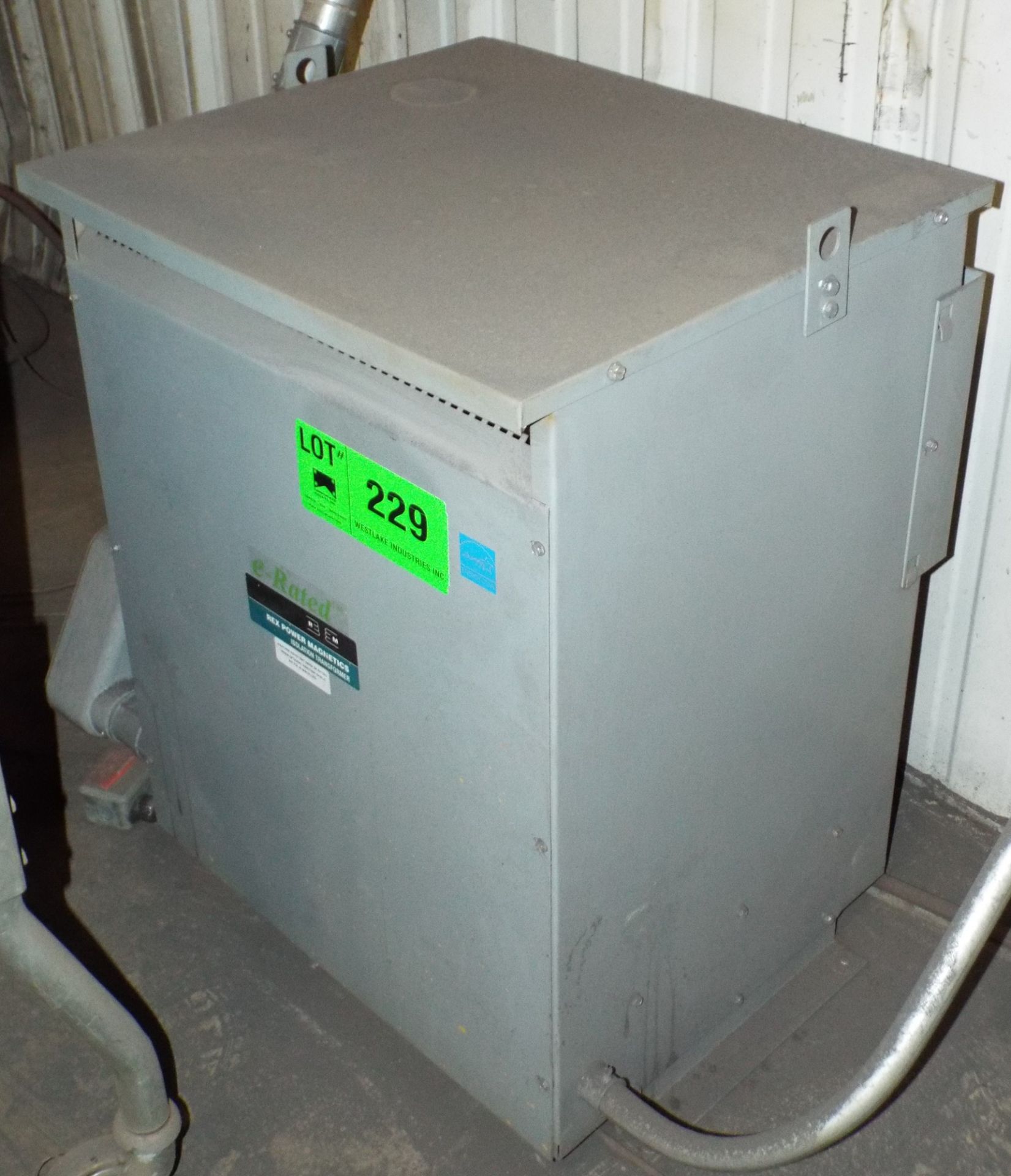 REX MANUFACTURING TRANSFORMER WITH 75 KVA, 600HV, 200Y/115LV, 3 PHASE (CI) [RIGGING FEE FOR LOT #229