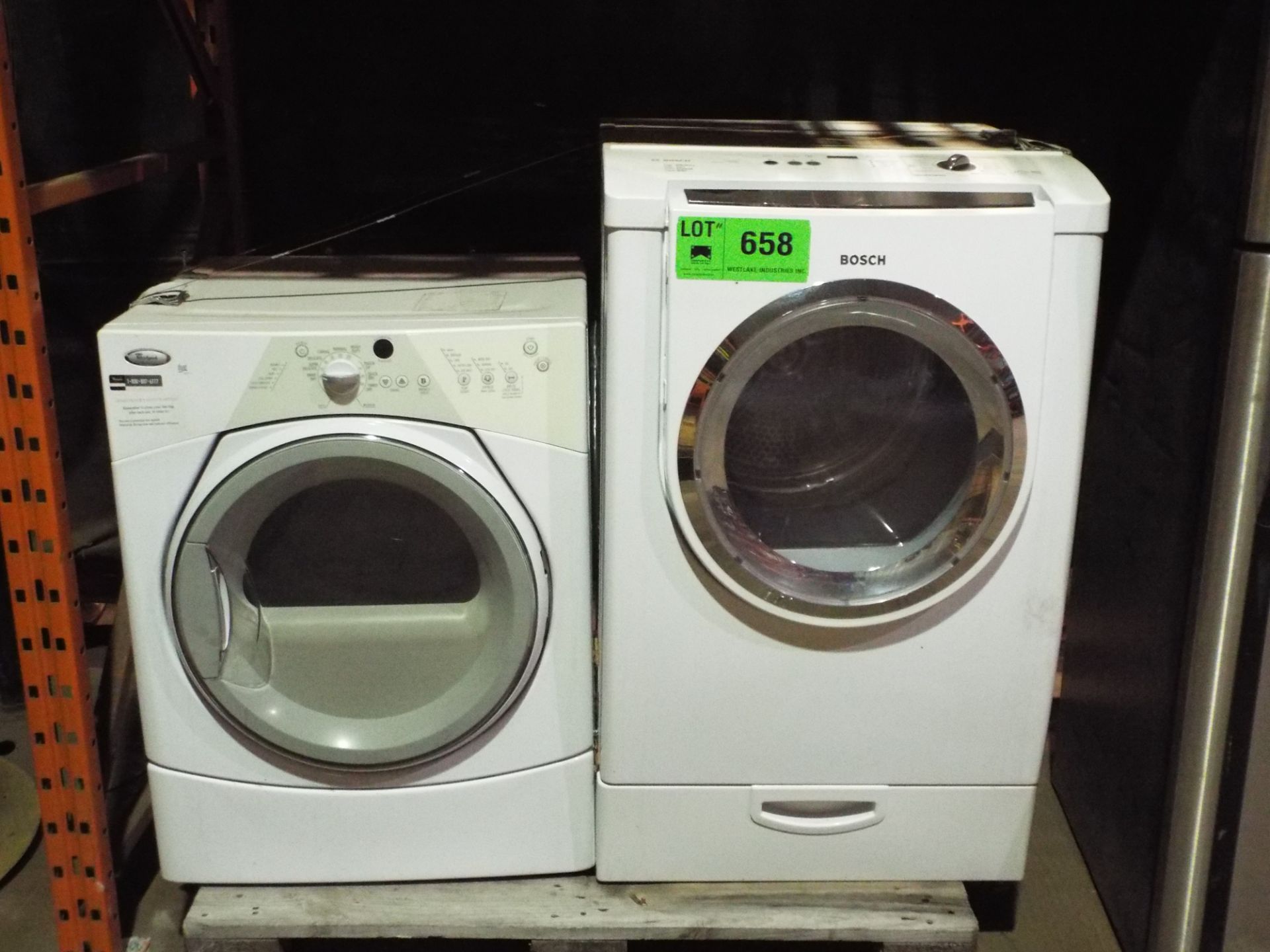 LOT/ WHIRLPOOL DUET SPORT FRONT LOAD WASHING MACHINE & BOSCH NEXXT 500PLUS SERIES HIGH EFFICIENCY