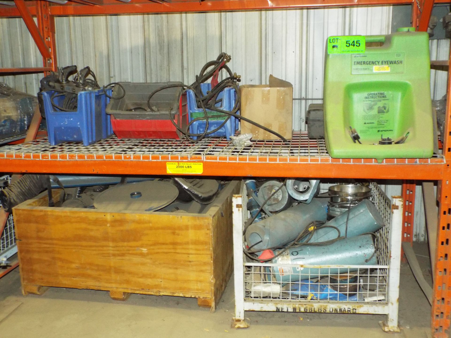 LOT/ REMAINING CONTENTS OF RACK INCLUDING EYE WASH STATION, ELECTRODE STABILIZING OVENS, AND