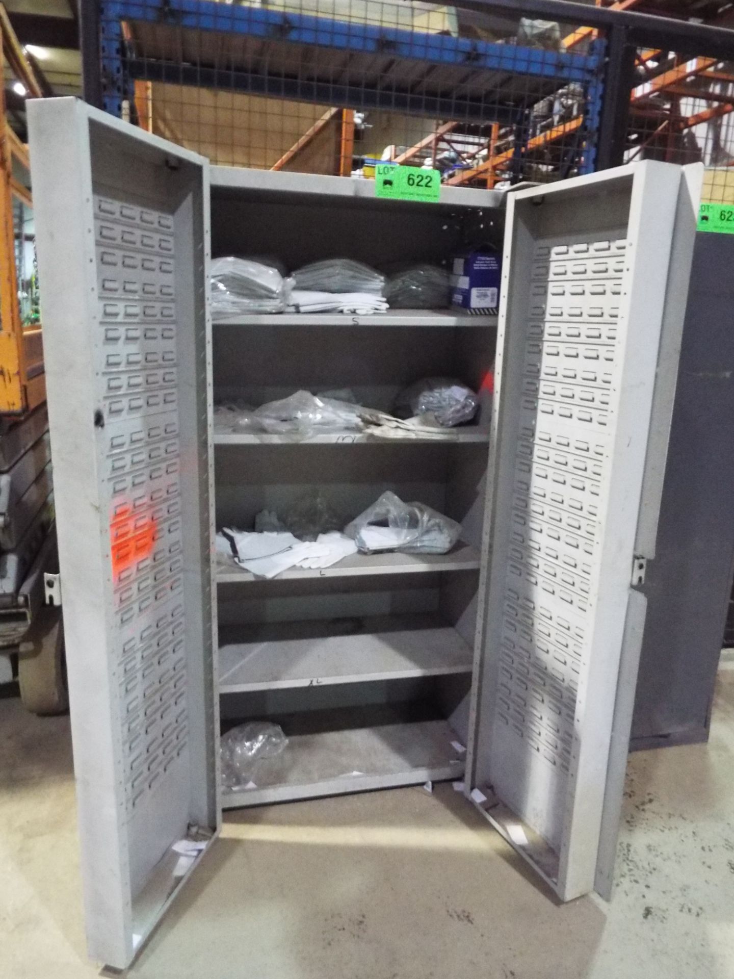 LOT/ HIGHBOY PARTS CABINET WITH WELDING GLOVES