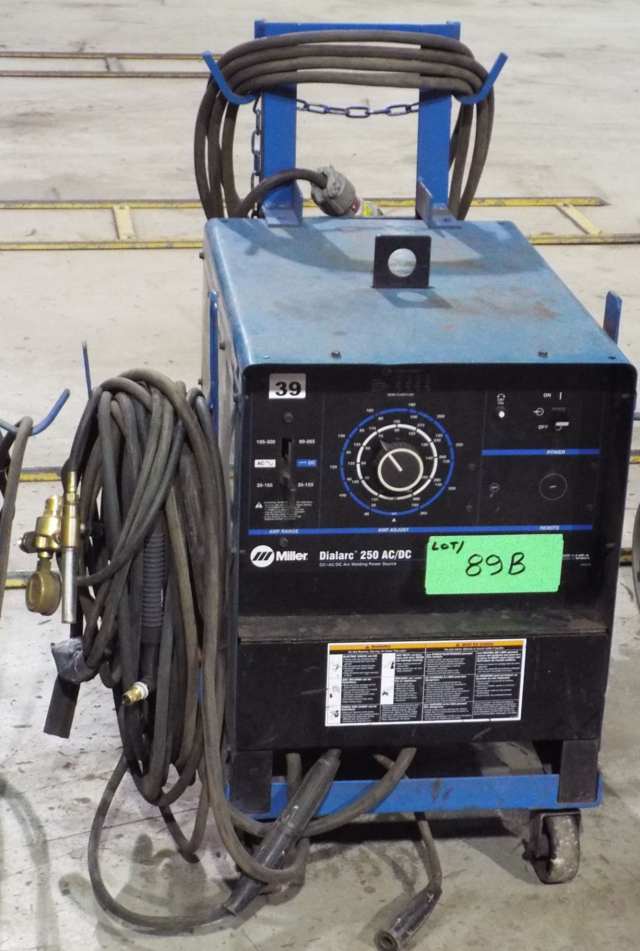 MILLER DIALARC 250 AC/DC TIG WELDER WITH CABLES AND GUN, S/N: N/A